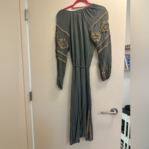 FLASH SALE Anthropologie Women’s Riya Beaded Grey Tunic Midi Dress w Tassel Belt - Picture 3 of 8